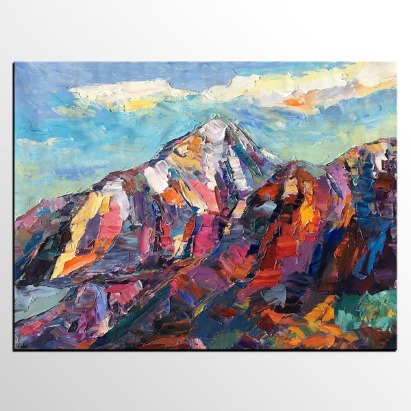 Abstract Mountain Painting, Landscape Wall Art Paintings, Custom Original Landscape Painting, Mountain Landscape Painting-Art Painting Canvas