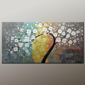 Flower Tree Art, Wall Painting, Abstract Art Painting, Canvas Wall Art, Bedroom Wall Art, Canvas Art, Modern Art, Contemporary Art-Art Painting Canvas
