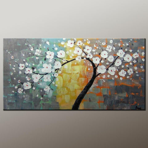 Flower Tree Art, Wall Painting, Abstract Art Painting, Canvas Wall Art, Bedroom Wall Art, Canvas Art, Modern Art, Contemporary Art-Art Painting Canvas