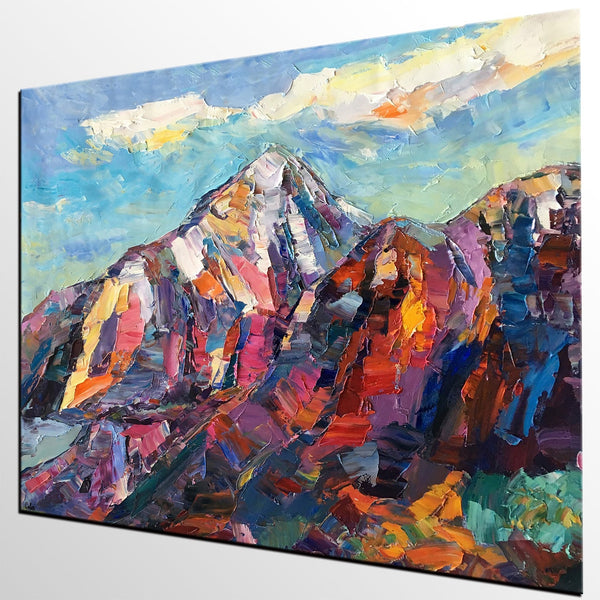 Abstract Mountain Painting, Landscape Wall Art Paintings, Custom Original Landscape Painting, Mountain Landscape Painting-Art Painting Canvas