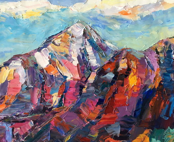 Abstract Mountain Painting, Landscape Wall Art Paintings, Custom Original Landscape Painting, Mountain Landscape Painting-Art Painting Canvas
