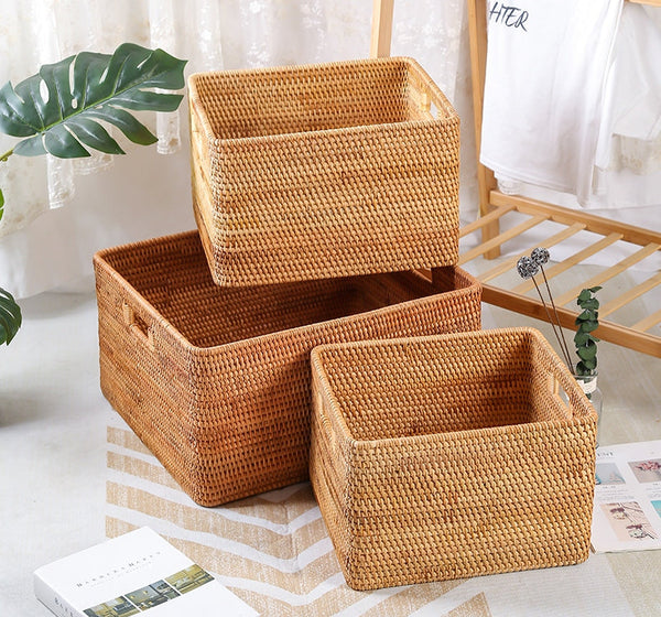 Extra Large Woven Baskets for Living Room, Storage Baskets for Clothes, Storage Baskets for Kitchen, Rectangular Storage Basket for Bedroom, Storage Baskets for Shelves-Art Painting Canvas