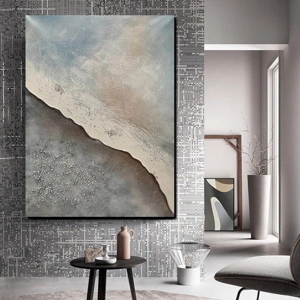 Bedroom Wall Art Ideas, Abstract Seashore Painting, Acrylic Canvas Paintings for Living Room, Simple Wall Art Ideas, Contemporary Paintings-Art Painting Canvas