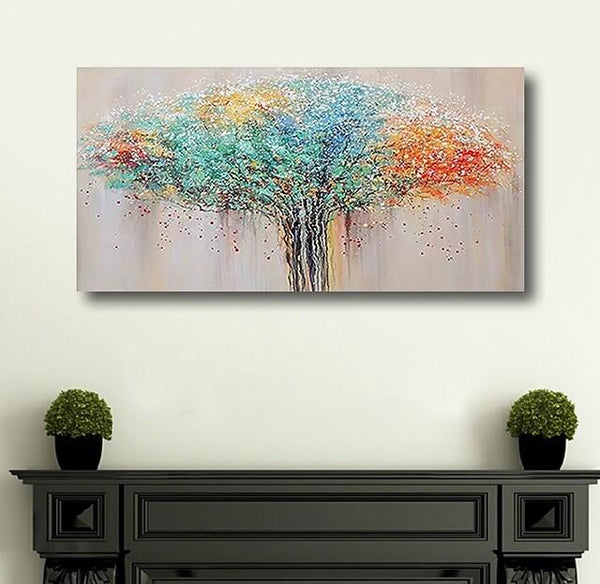 Colorful Tree Paintings, Modern Wall Art Paintings, Simple Modern Paintings for Bedroom-Art Painting Canvas