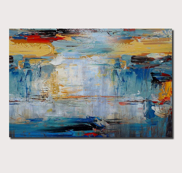 Acrylic Paintings for Living Room, Large Simple Modern Art, Blue Abstract Acrylic Painting, Contemporary Wall Art Paintings-Art Painting Canvas