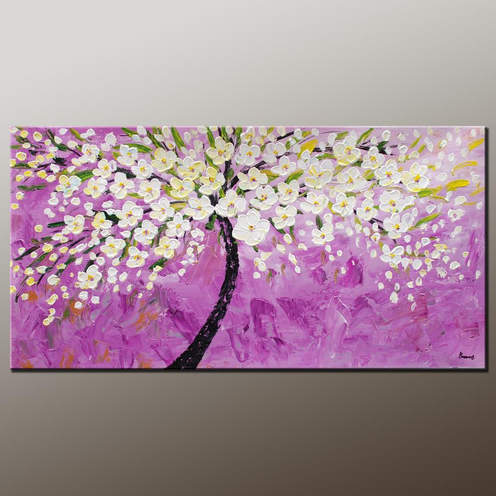 Heavy Texture Painting, Floral Art, Oil Painting, Flower Painting, Canvas Wall Art, Bedroom Wall Art, Canvas Art, Modern Art, Contemporary Art-Art Painting Canvas
