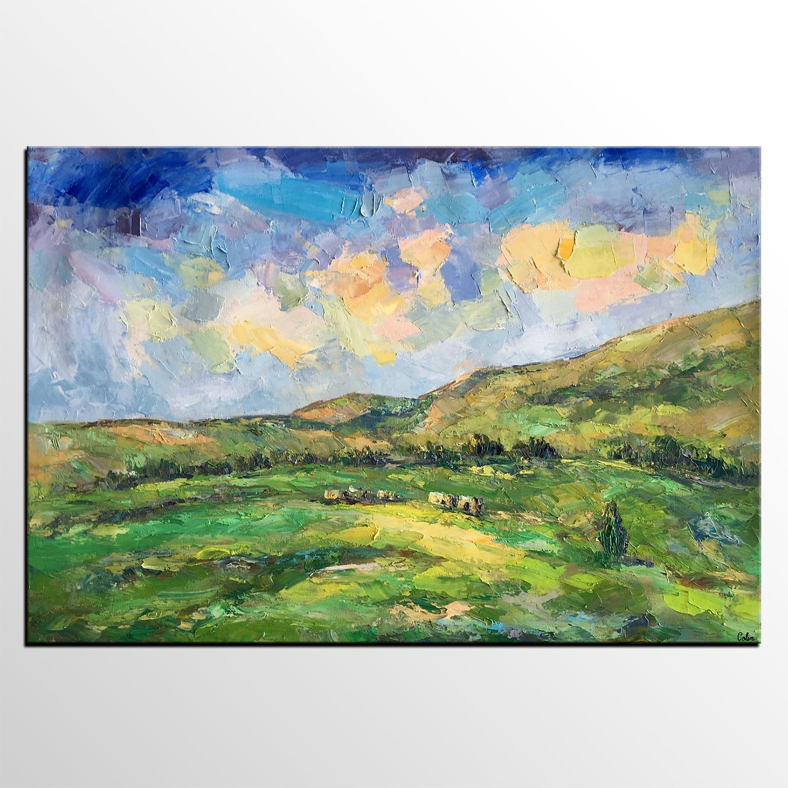 Landscape Painting for Sale, Mountain Painting, Custom Original Landscape Painting on Canvas, Landscape Painting for Living Room-Art Painting Canvas