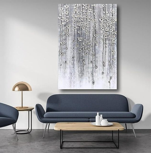 Abstract Flower Painting, Flower Acrylic Painting, Canvas Painting Flower, Paintings for Bedroom, Simple Modern Acrylic Paintings-Art Painting Canvas