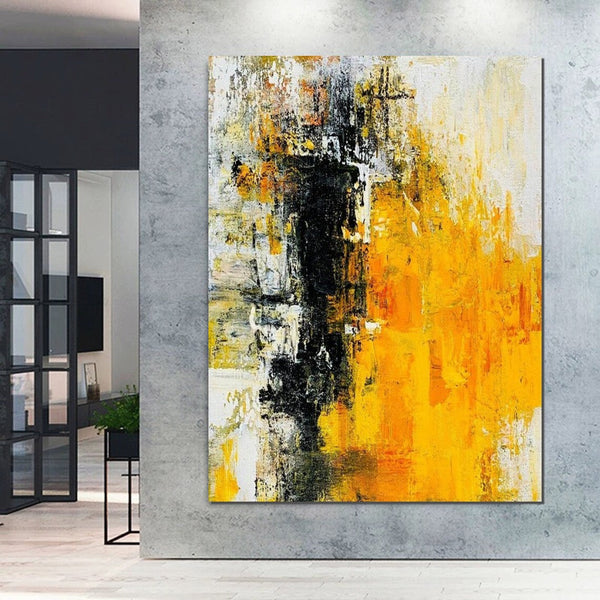 Canvas Painting for Living Room, Simple Modern Art, Yellow Modern Wall Art Painting, Huge Contemporary Abstract Artwork for Bedroom-Art Painting Canvas