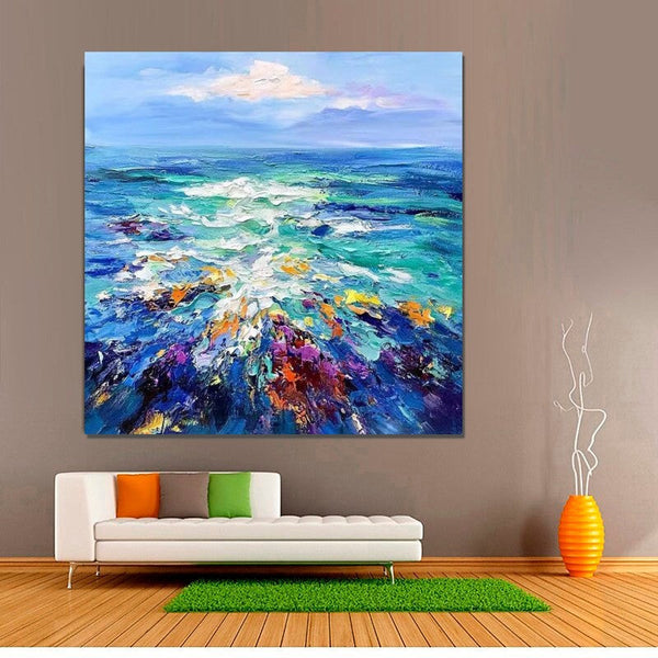 Heavy Texture Paintings, Palette Knife Paniting, Acrylic Painting on Canvas, Modern Acrylic Canvas Painting, Oversized Wall Art Painting for Sale-Art Painting Canvas
