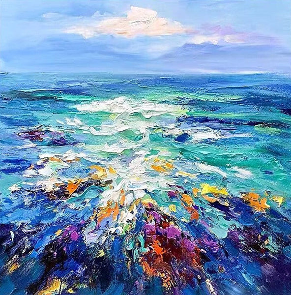 Heavy Texture Paintings, Palette Knife Paniting, Acrylic Painting on Canvas, Modern Acrylic Canvas Painting, Oversized Wall Art Painting for Sale-Art Painting Canvas