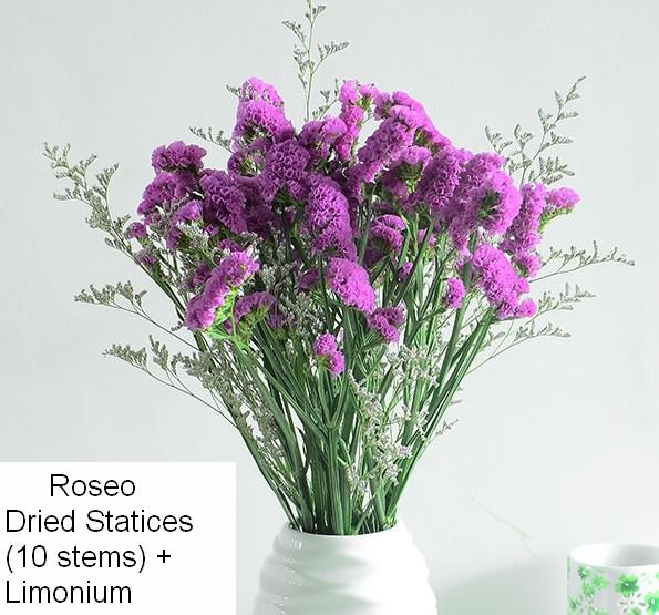 A Bunch Dried Statices Flowers with Limoniums, Dried Flowers, Flower Bunches, Dried Floral-Art Painting Canvas