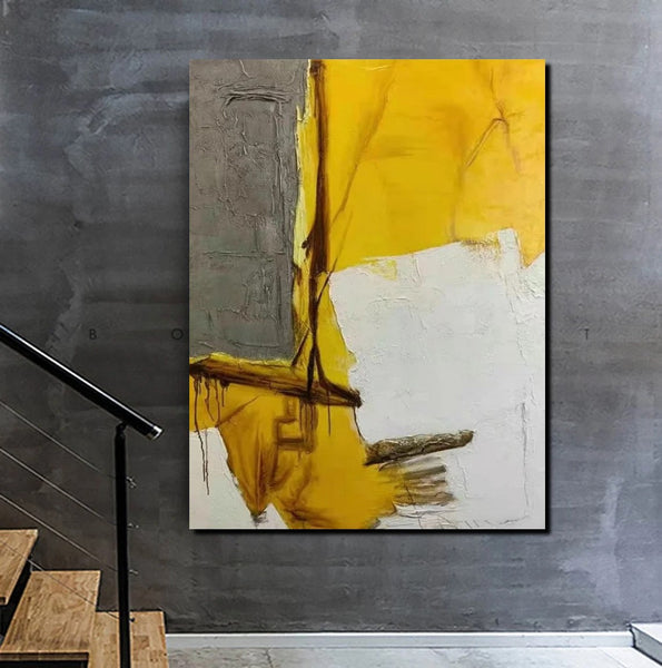 Simple Wall Art Ideas, Yellow Abstract Painting, Living Room Abstract Painting, Acrylic Canvas Paintings, Buy Modern Wall Art Online-Art Painting Canvas