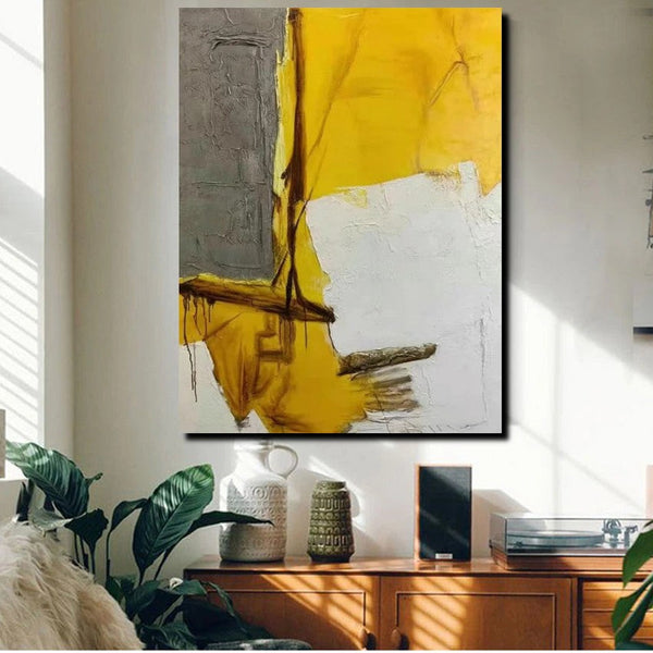 Simple Wall Art Ideas, Yellow Abstract Painting, Living Room Abstract Painting, Acrylic Canvas Paintings, Buy Modern Wall Art Online-Art Painting Canvas