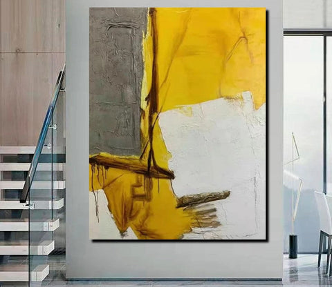 Simple Wall Art Ideas, Yellow Abstract Painting, Living Room Abstract Painting, Acrylic Canvas Paintings, Buy Modern Wall Art Online-Art Painting Canvas