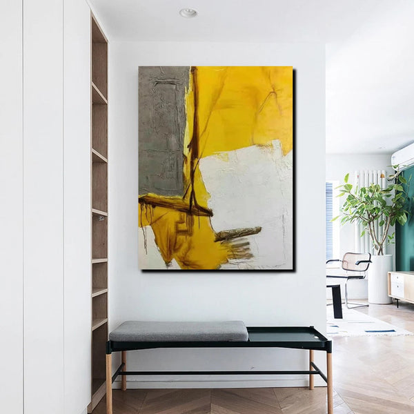 Simple Wall Art Ideas, Yellow Abstract Painting, Living Room Abstract Painting, Acrylic Canvas Paintings, Buy Modern Wall Art Online-Art Painting Canvas