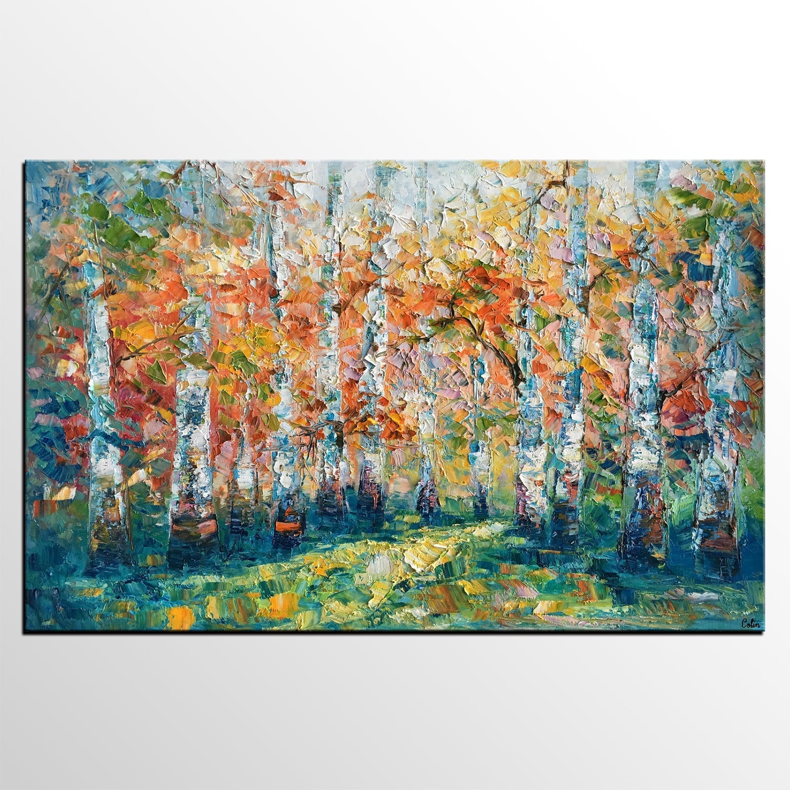 Original Wall Art, Birch Tree Painting, Landscape Painting, Custom Canvas Wall Art, Original Artwork, Canvas Painting, Tree Painting-Art Painting Canvas