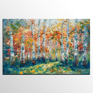 Original Wall Art, Birch Tree Painting, Landscape Painting, Custom Canvas Wall Art, Original Artwork, Canvas Painting, Tree Painting-Art Painting Canvas