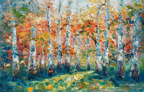 Original Wall Art, Birch Tree Painting, Landscape Painting, Custom Canvas Wall Art, Original Artwork, Canvas Painting, Tree Painting-Art Painting Canvas