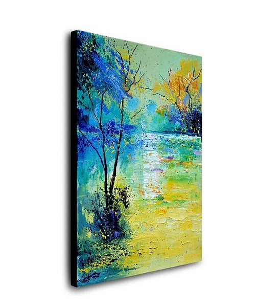 Forest Tree by the Lake Painting, Abstract Landscape Painting, Canvas Painting Landscape, Paintings for Living Room, Simple Modern Acrylic Paintings,-Art Painting Canvas