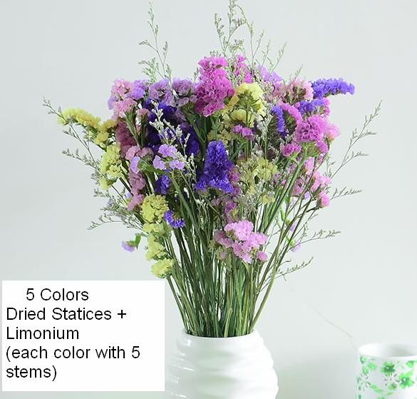 A Bunch Dried Statices Flowers with Limoniums, Dried Flowers, Flower Bunches, Dried Floral-Art Painting Canvas