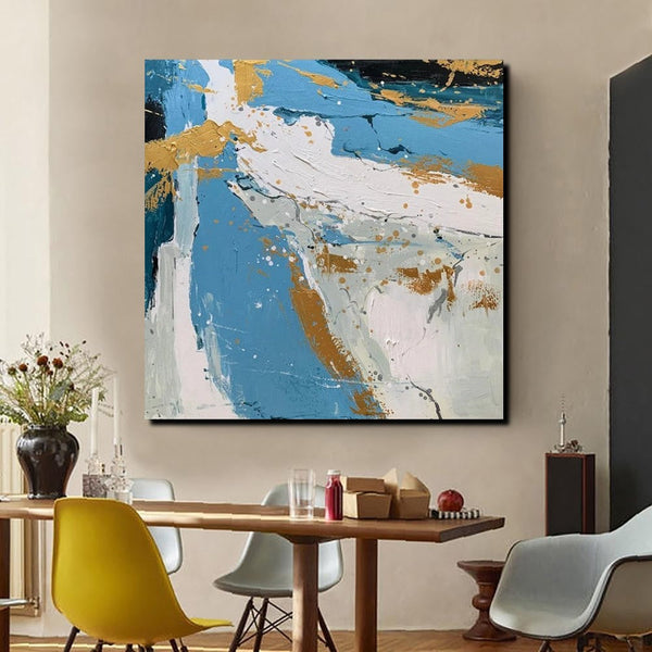 Abstrct Acrylic Paintings, Living Room Acrylic Wall Art Ideas, Blue Modern Abstract Paintings, Heavy Texture Canvas Art, Buy Art Online-Art Painting Canvas