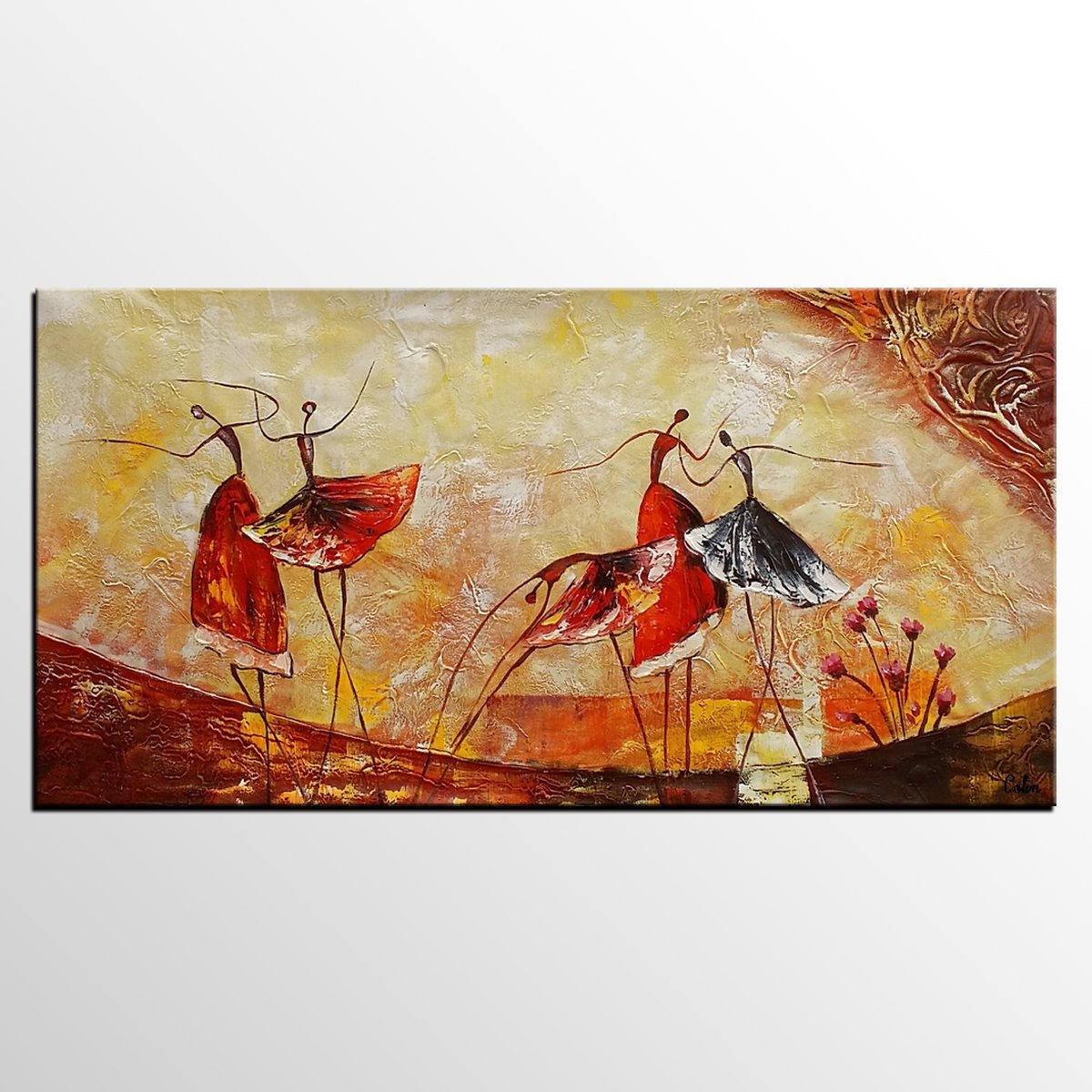 Simple Canvas Painting, Dining Room Wall Art Paintings, Buy Art Online, Abstract Acrylic Painting, Ballet Dancer Painting-Art Painting Canvas