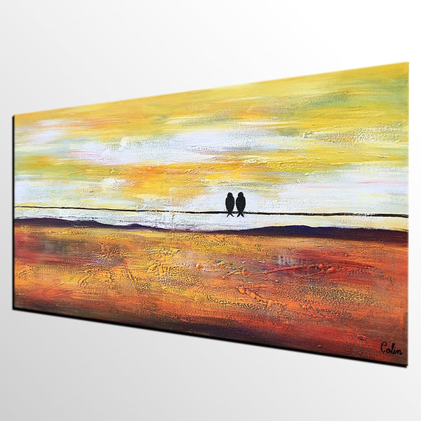 Bird Painting, Love Birds Painting, Abstract Canvas Painting, Buy Art Online, Canvas Painting for Bedroom, Simple Modern Art-Art Painting Canvas