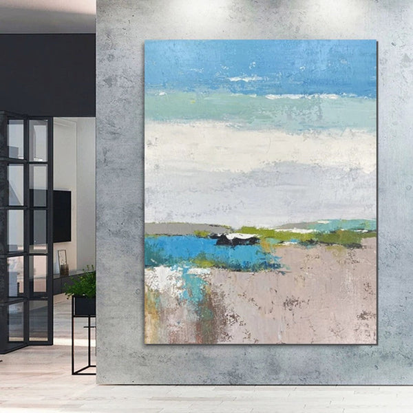 Acrylic Paintings on Canvas, Simple Modern Art, Large Paintings Behind Sofa, Acrylic Painting for Bedroom, Blue Modern Paintings, Buy Paintings Online-Art Painting Canvas