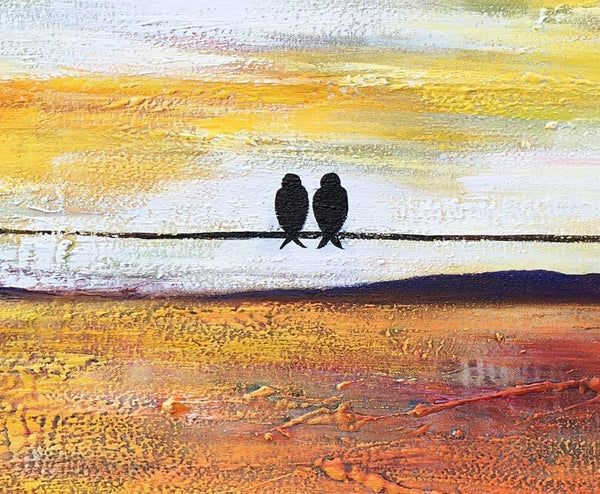 Bird Painting, Love Birds Painting, Abstract Canvas Painting, Buy Art Online, Canvas Painting for Bedroom, Simple Modern Art-Art Painting Canvas