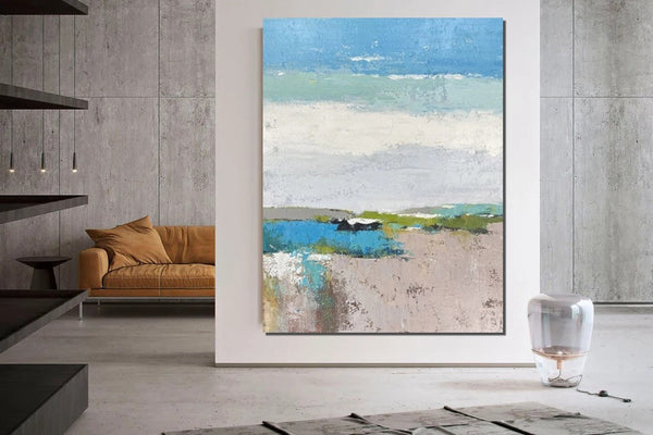 Acrylic Paintings on Canvas, Simple Modern Art, Large Paintings Behind Sofa, Acrylic Painting for Bedroom, Blue Modern Paintings, Buy Paintings Online-Art Painting Canvas