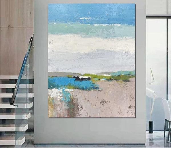 Acrylic Paintings on Canvas, Simple Modern Art, Large Paintings Behind Sofa, Acrylic Painting for Bedroom, Blue Modern Paintings, Buy Paintings Online-Art Painting Canvas
