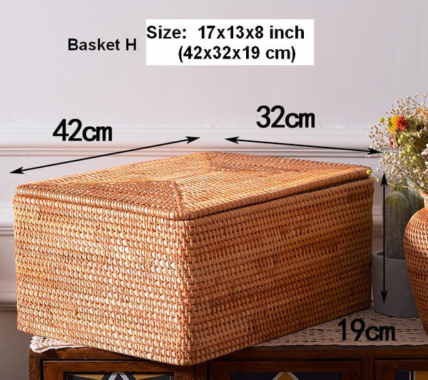 Extra Large Woven Rattan Storage Basket for Bedroom, Rattan Storage Baskets, Rectangular Woven Basket with Lid, Storage Baskets for Shelves-Art Painting Canvas