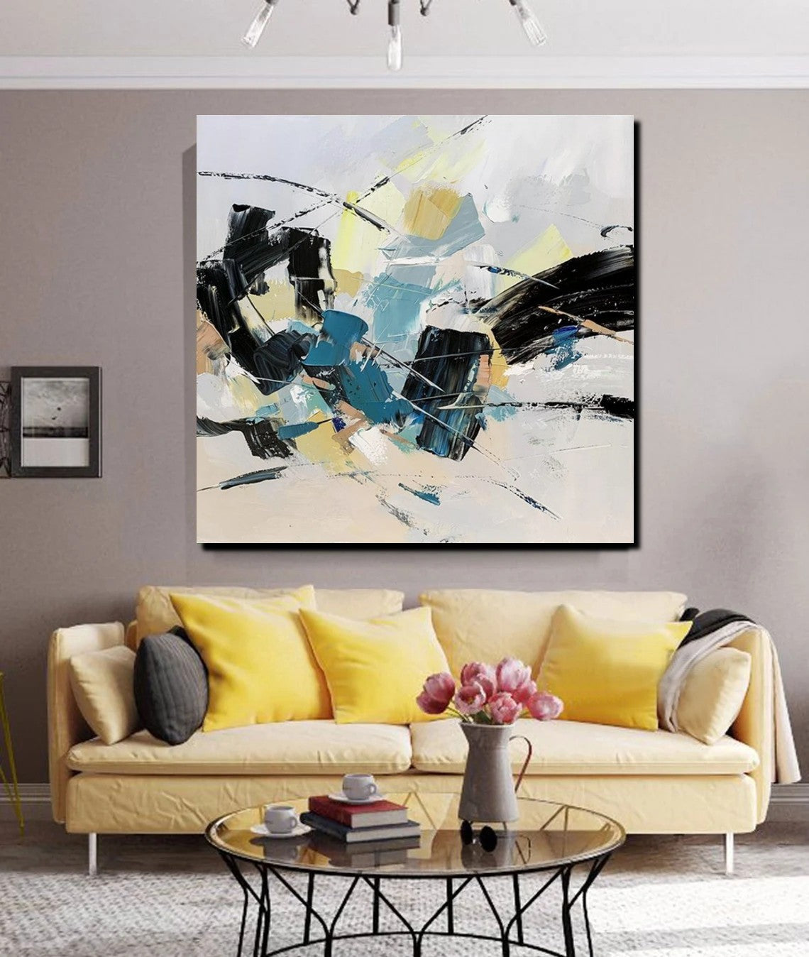 Bedroom Abstract Paintings, Simple Modern Paintings, Abstract Contemporary Art, Large Painting for Sale, Hand Painted Canvas Art-Art Painting Canvas