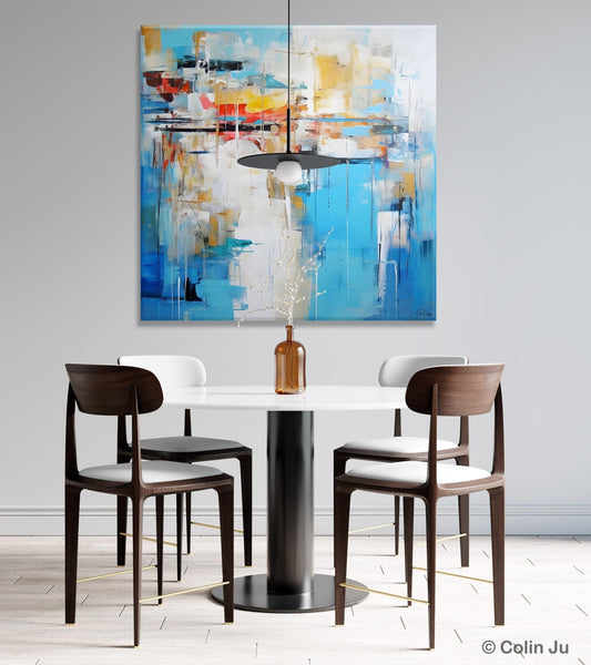 Blue Abstract Painting for Bedroom, Original Modern Wall Paintings, Contemporary Canvas Art, Modern Acrylic Artwork, Buy Paintings Online-Art Painting Canvas