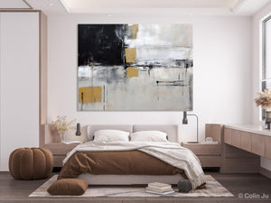 Original Abstract Art, Modern Wall Art Ideas for Bedroom, Extra Large Canvas Paintings, Impasto Art Painting, Contemporary Acrylic Paintings-Art Painting Canvas