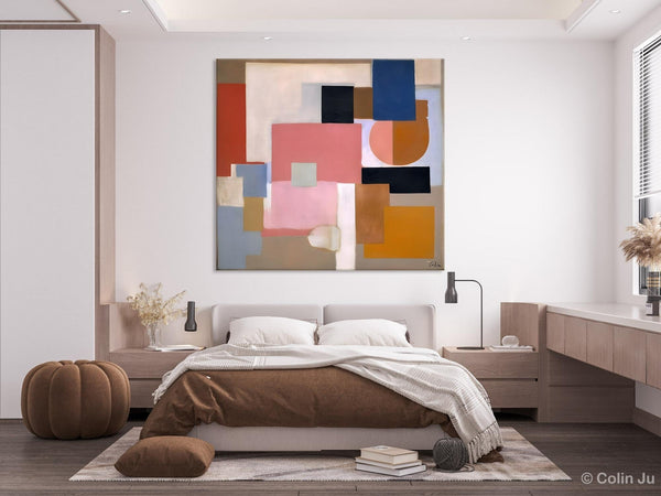 Geometric Abstract Art, Original Abstract Wall Art, Contemporary Acrylic Paintings, Hand Painted Canvas Art, Large Abstract Art for Bedroom-Art Painting Canvas