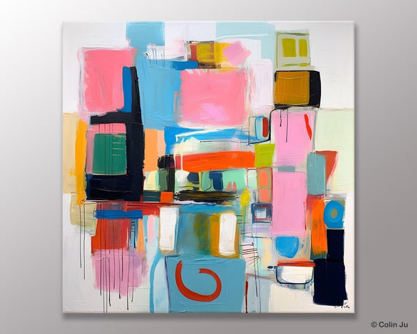 Contemporary Canvas Art, Original Modern Wall Art, Modern Canvas Paintings, Modern Acrylic Artwork, Large Abstract Painting for Dining Room-Art Painting Canvas