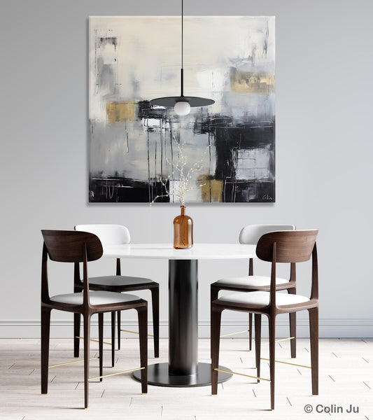 Modern Acrylic Artwork, Contemporary Canvas Artwork, Original Modern Wall Art, Black Canvas Paintings, Large Abstract Painting for Bedroom-Art Painting Canvas