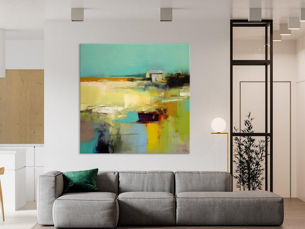 Landscape Canvas Paintings, Original Landscape Paintings, Abstract Wall Art Painting for Living Room, Oversized Acrylic Painting on Canvas-Art Painting Canvas