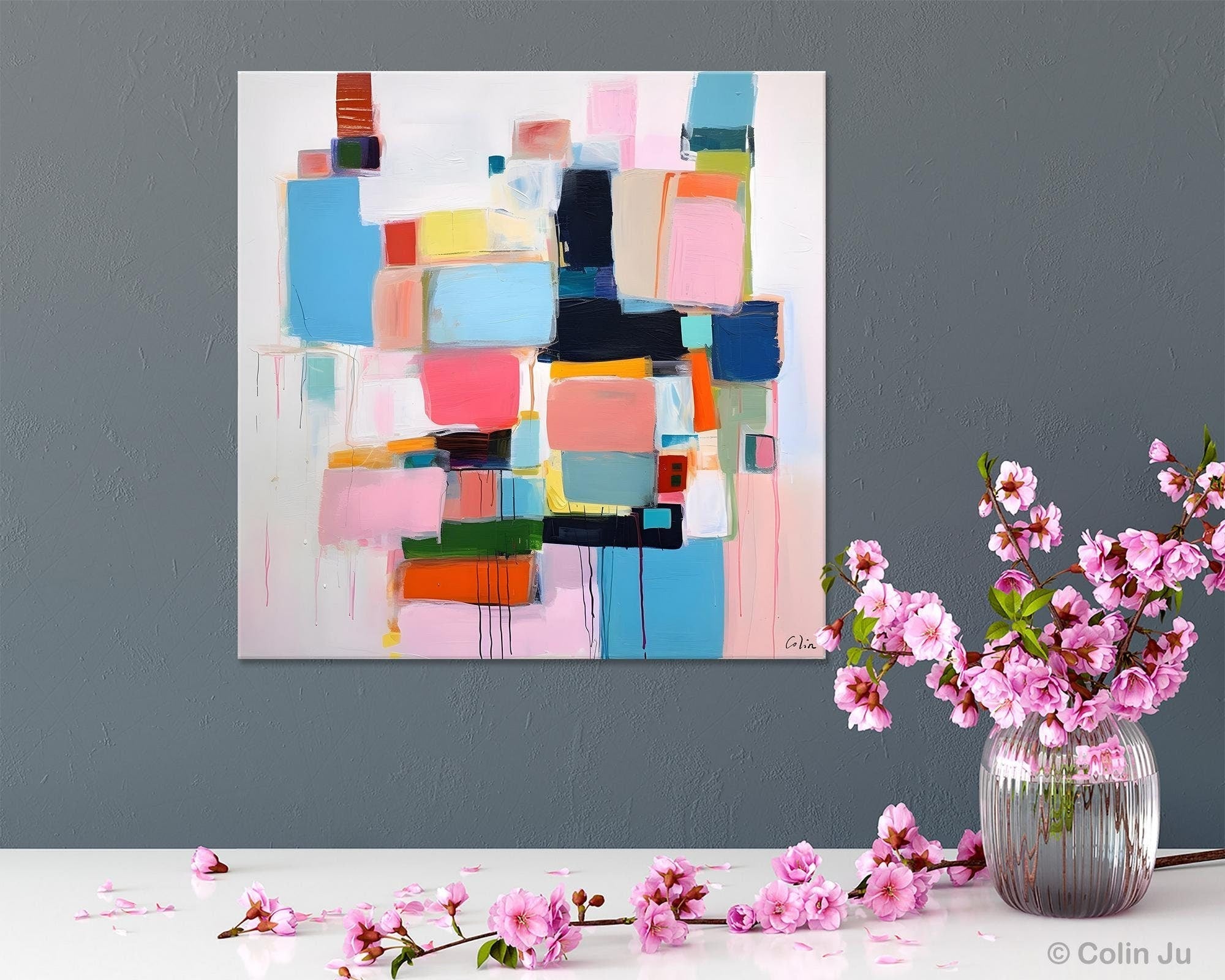 Modern Canvas Paintings, Large Abstract Art for Bedroom, Original Abstract Wall Art, Simple Modern Acrylic Artwork, Contemporary Canvas Art-Art Painting Canvas
