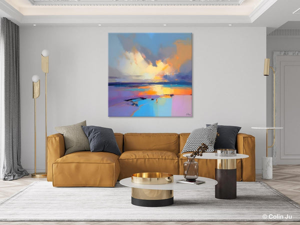 Sunrise Landscape Acrylic Art, Landscape Canvas Art, Original Abstract Art, Hand Painted Canvas Art, Large Abstract Painting for Living Room-Art Painting Canvas