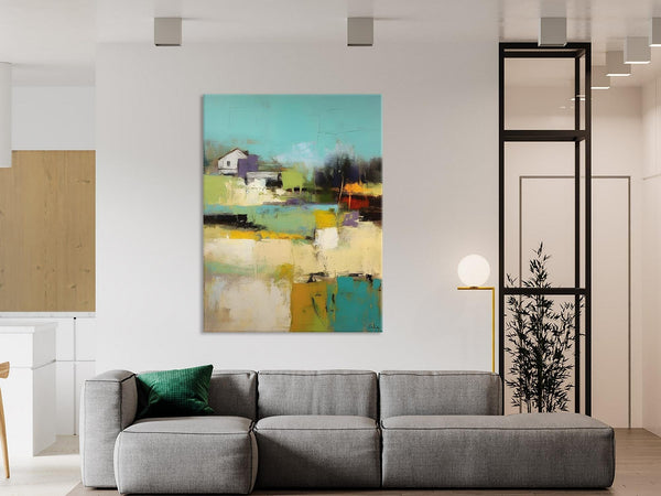 Landscape Canvas Paintings for Dining Room, Extra Large Modern Wall Art, Acrylic Painting on Canvas, Original Landscape Abstract Painting-Art Painting Canvas