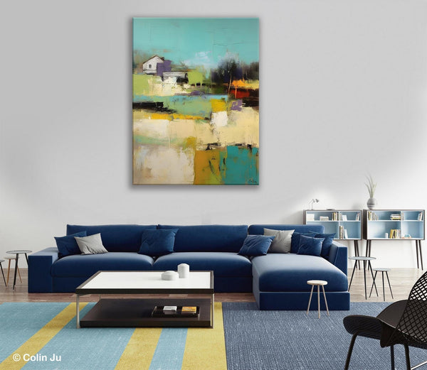 Landscape Canvas Paintings for Dining Room, Extra Large Modern Wall Art, Acrylic Painting on Canvas, Original Landscape Abstract Painting-Art Painting Canvas