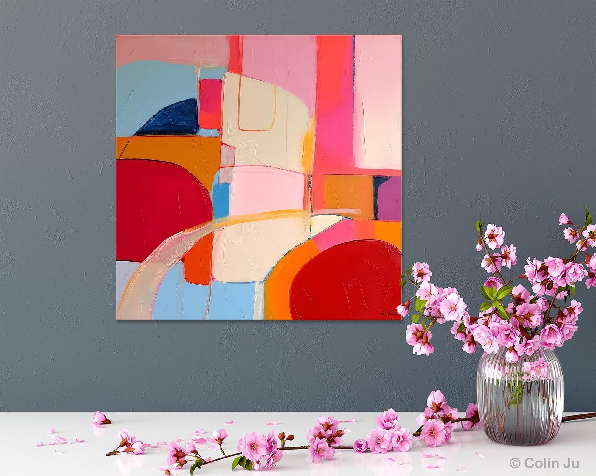 Modern Acrylic Artwork, Simple Canvas Paintings, Large Abstract Painting for Dining Room, Contemporary Canvas Art, Original Modern Wall Art-Art Painting Canvas