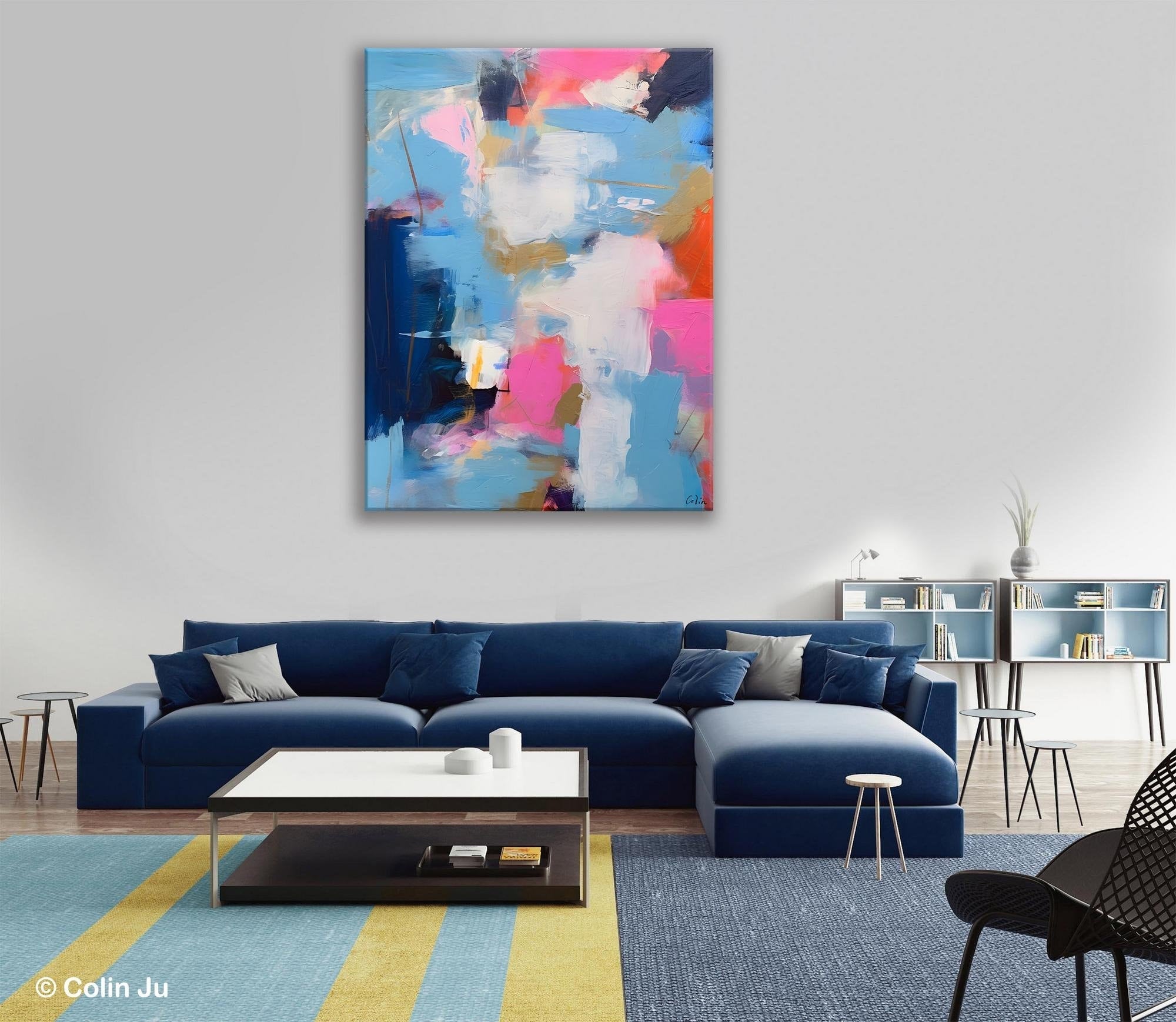 Oversized Modern Abstract Wall Paintings, Original Canvas Art, Contemporary Acrylic Painting on Canvas, Large Wall Art Painting for Bedroom-Art Painting Canvas