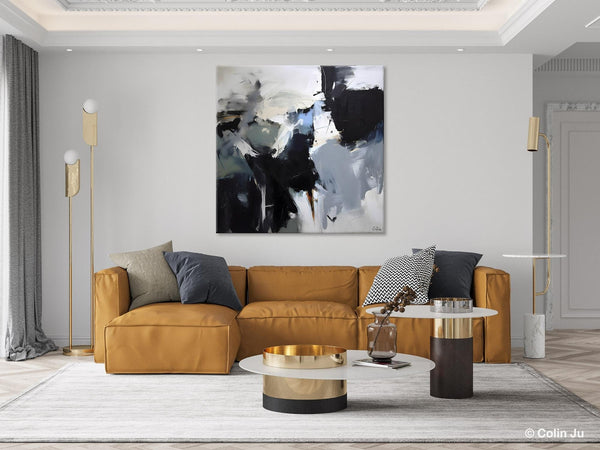 Extra Large Abstract Paintings for Dining Room, Black Modern Art Paintings, Original Modern Acrylic Artwork, Abstract Wall Art for Bedroom-Art Painting Canvas