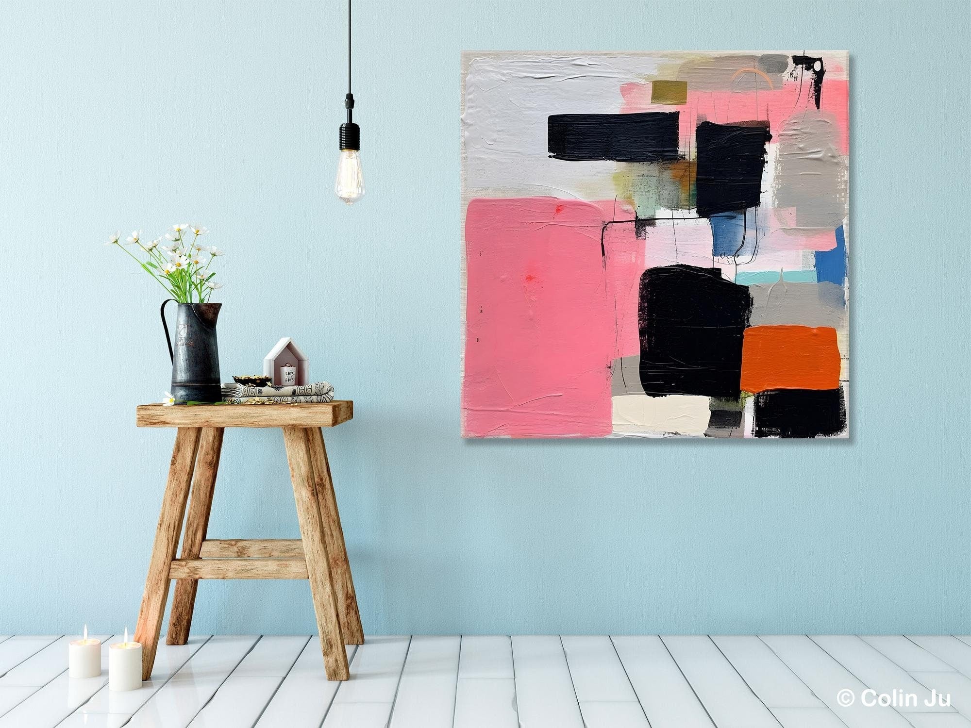 Modern Original Abstract Art, Large Wall Art for Bedroom, Geometric Modern Acrylic Art, Canvas Paintings for Sale, Contemporary Canvas Art-Art Painting Canvas