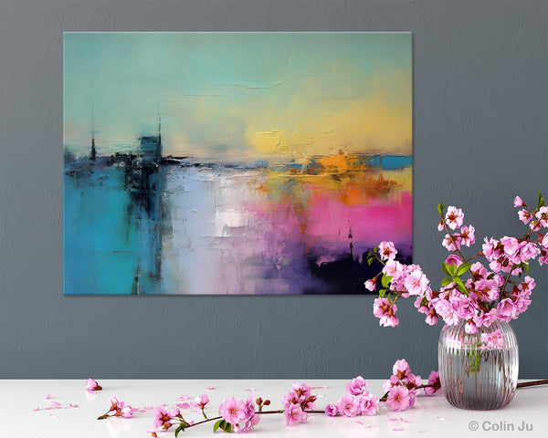 Hand Painted Original Canvas Wall Art, Abstract Landscape Paintings for Bedroom, Modern Landscape Artwork, Contemporary Acrylic Paintings-Art Painting Canvas