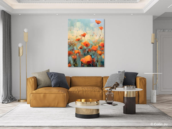 Flower Canvas Paintings, Flower Field Painting, Large Original Landscape Painting for Bedroom, Acrylic Paintings on Canvas, Hand Painted Art-Art Painting Canvas